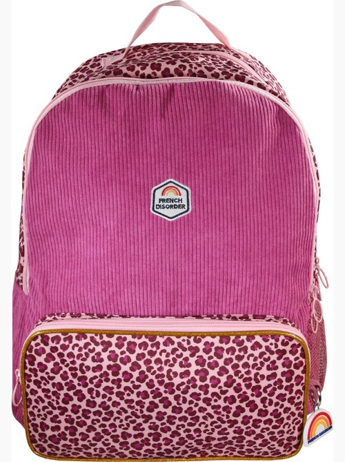 Sac à dos fille French Disorder en velours 2 compartiments motif léopard rose - Kiabi Sac à dos fille French Disorder en velours 2 compartiments motif léopard rose - Kiabi