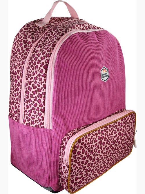 Sac à dos fille French Disorder en velours 2 compartiments motif léopard rose - Kiabi Sac à dos fille French Disorder en velours 2 compartiments motif léopard rose - Kiabi