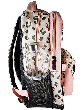Sac à dos fille POL FOX CRUSH réversible 2 compartiments rose motif léopard