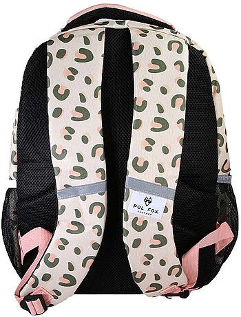Sac à dos fille POL FOX CRUSH réversible 2 compartiments rose motif léopard