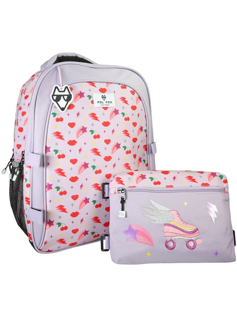 Sac à dos fille POL FOX Good Vibes avec poche réversible 2 compartiments rose motifs fun et colorés Rose - Kiabi