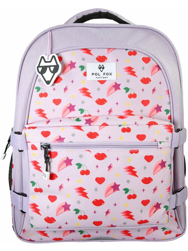 Sac à dos fille POL FOX Good Vibes avec poche réversible 2 compartiments rose motifs fun et colorés Rose - Kiabi