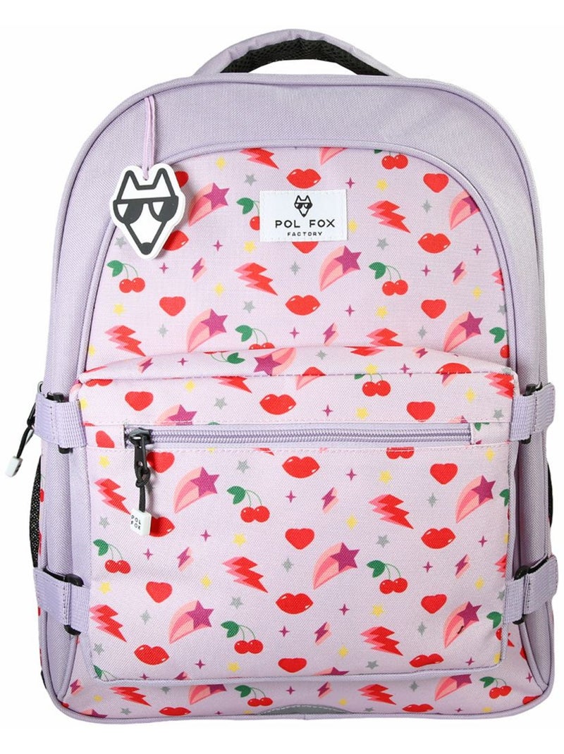 Sac à dos fille POL FOX Good Vibes avec poche réversible 2 compartiments rose motifs fun et colorés Rose - Kiabi