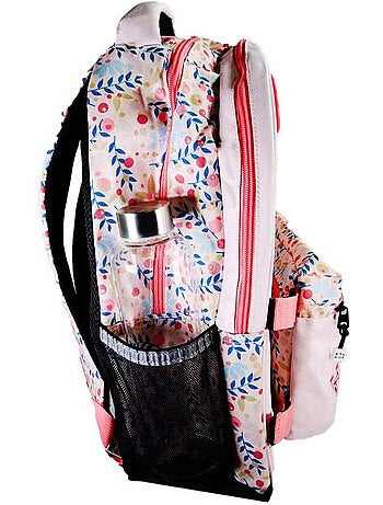 Sac à dos fille POL FOX HAPPY BLUSH réversible 2 compartiments rose motif fleur