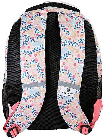 Sac à dos fille POL FOX HAPPY BLUSH réversible 2 compartiments rose motif fleur