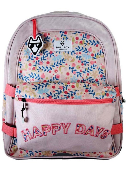 Sac à dos fille POL FOX HAPPY BLUSH réversible 2 compartiments rose motif fleur - Kiabi Sac à dos fille POL FOX HAPPY BLUSH réversible 2 compartiments rose motif fleur - Kiabi