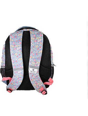 Sac à dos fille POL FOX HAPPY JEAN réversible 2 compartiments bleu marine motif fleur