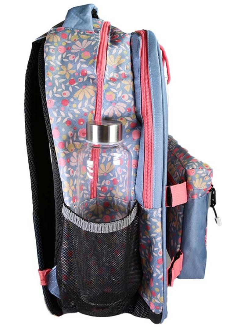 Sac à dos fille POL FOX HAPPY JEAN réversible 2 compartiments bleu marine motif fleur Multicolore - Kiabi