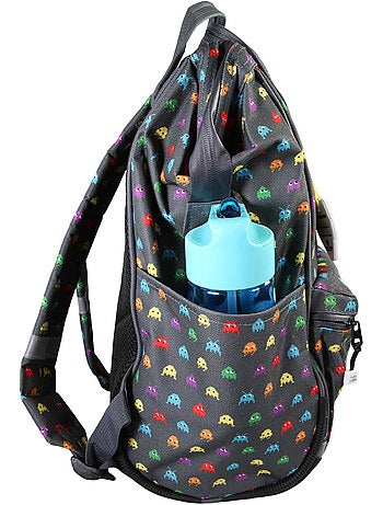 Sac à dos futé garçon 1 compartiment POL FOX Space Invader gris motif extraterrestre gaming