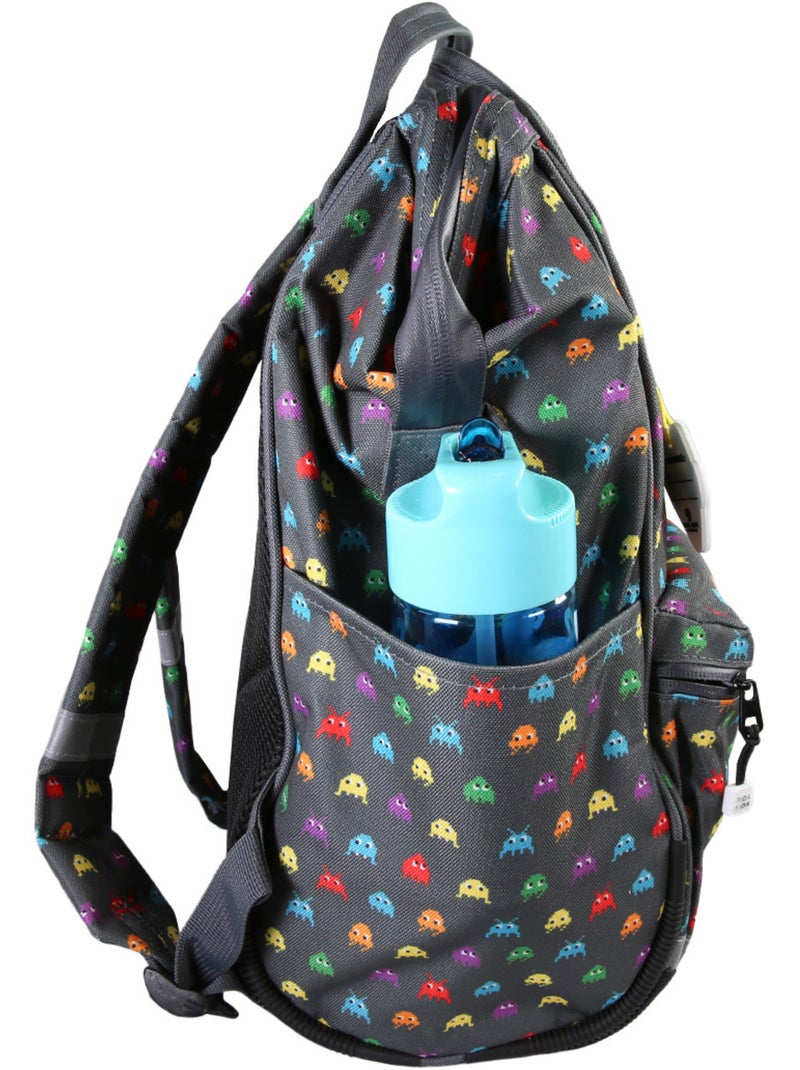 Sac à dos futé garçon 1 compartiment POL FOX Space Invader gris motif extraterrestre gaming Gris - Kiabi