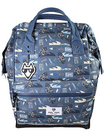 Sac à dos futé garçon 1 compartiment POL FOX Surf bleu motif surf et vague