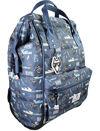 Sac à dos futé garçon 1 compartiment POL FOX Surf bleu motif surf et vague