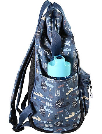 Sac à dos futé garçon 1 compartiment POL FOX Surf bleu motif surf et vague