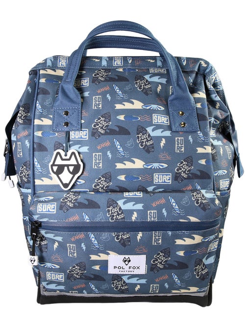 Sac à dos futé garçon 1 compartiment POL FOX Surf bleu motif surf et vague - Kiabi