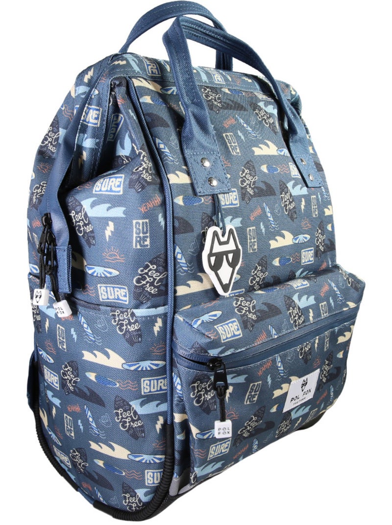 Sac à dos futé garçon 1 compartiment POL FOX Surf bleu motif surf et vague Bleu - Kiabi