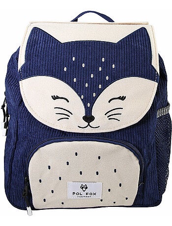 Sac à dos garçon POL FOX FOXY réversible 1 compartiment bleu maternelle