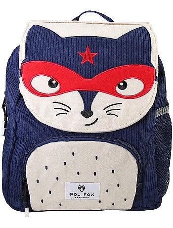 Sac à dos garçon POL FOX FOXY réversible 1 compartiment bleu maternelle