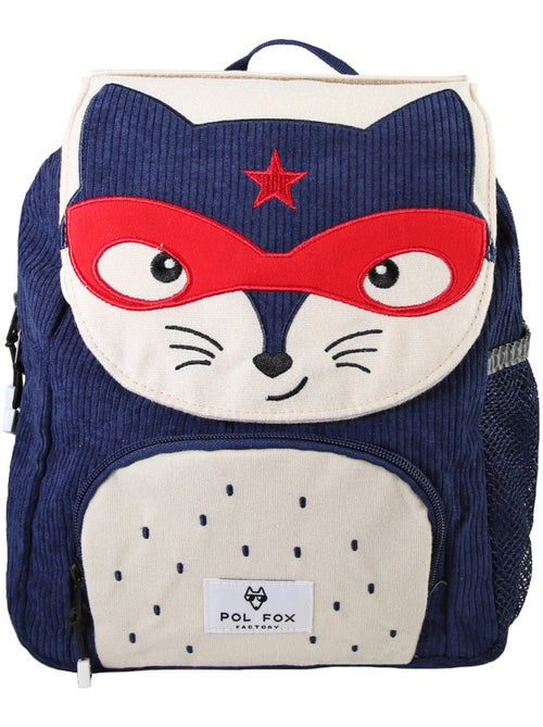 Sac à dos garçon POL FOX FOXY réversible 1 compartiment bleu maternelle - Kiabi