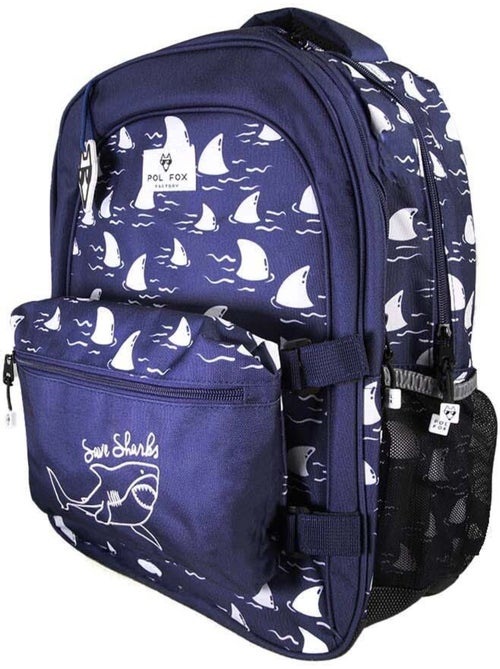 Sac à dos garçon POL FOX SHARK réversible 2 compartiments bleu marine motif requin - Kiabi Sac à dos garçon POL FOX SHARK réversible 2 compartiments bleu marine motif requin - Kiabi