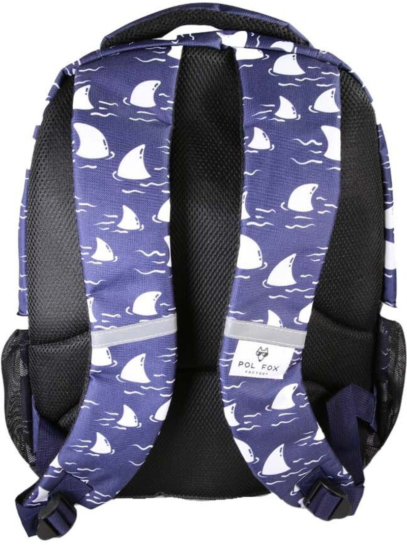 Sac à dos garçon POL FOX SHARK réversible 2 compartiments bleu marine motif requin Multicolore - Kiabi