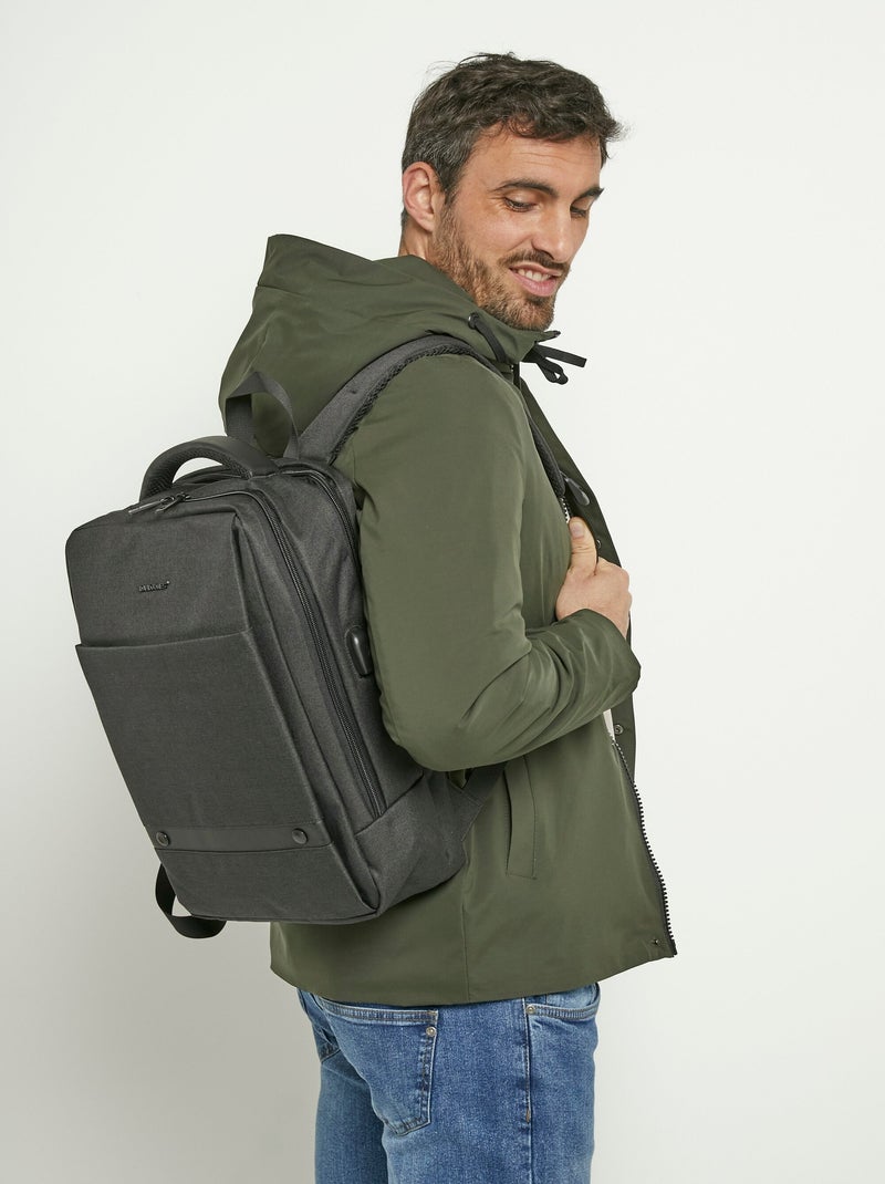 Sac à dos homme multipoches zippé - AFIBEL Noir - Kiabi