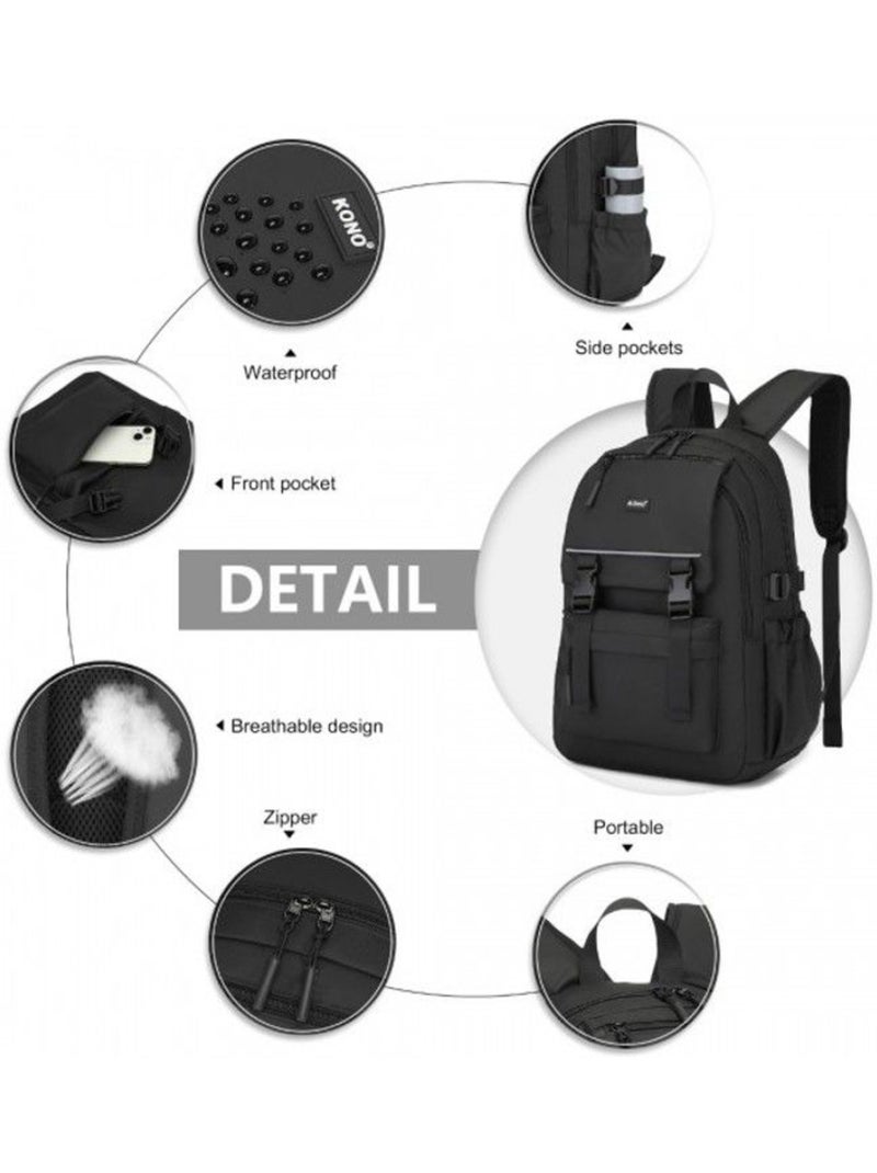 Sac à dos imperméable pvc sangles réfléchissantes 30x18x45 cm - kono Noir - Kiabi