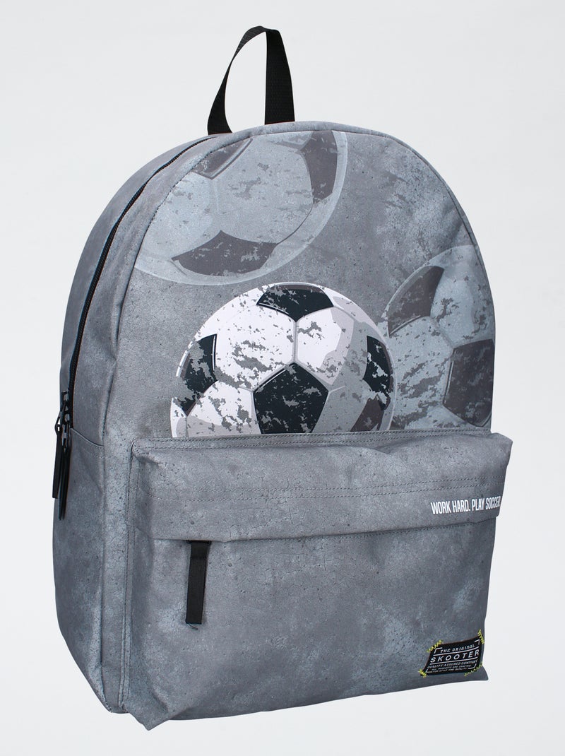 Sac à dos imprimé ballon de foot Gris - Kiabi