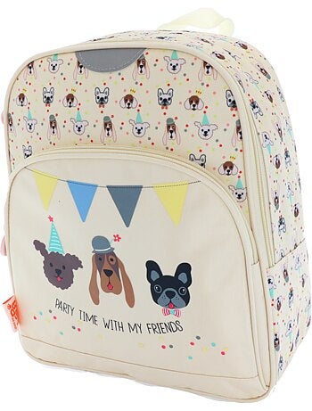 Sac à dos imprimé chiot en tissu synthétique avec piping pailleté Kid'Abord