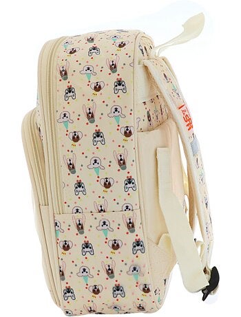 Sac à dos imprimé chiot en tissu synthétique avec piping pailleté Kid'Abord