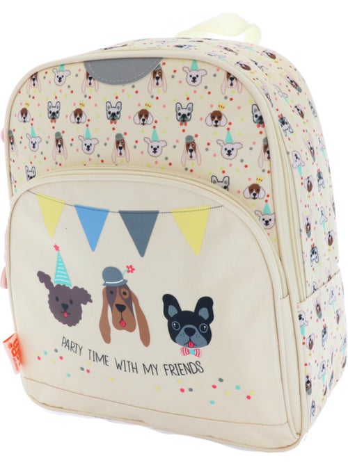 Sac à dos imprimé chiot en tissu synthétique avec piping pailleté Kid'Abord - Kiabi