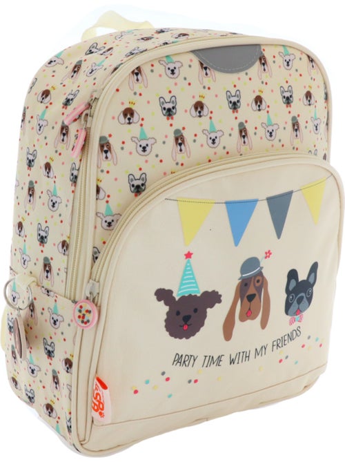 Sac à dos imprimé chiot en tissu synthétique avec piping pailleté Kid'Abord - Kiabi