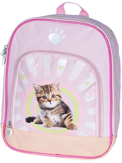 Sac à dos imprimé chiot en tissu synthétique avec piping pailleté Kid'Abord - Kiabi