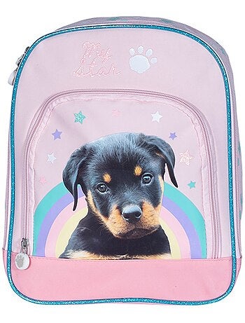 Sac à dos imprimé chiot en tissu synthétique avec piping pailleté Kid'Abord