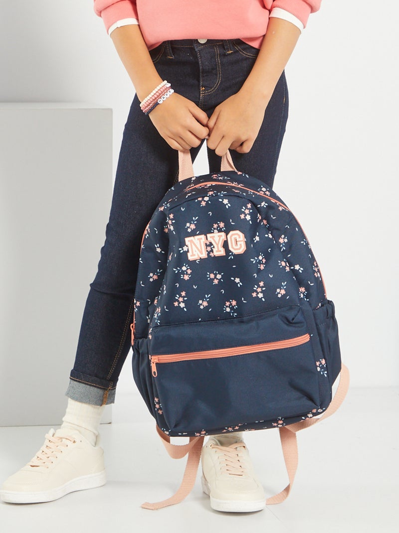 Sac à dos imprimé fleuri 'NYC' bleu - Kiabi
