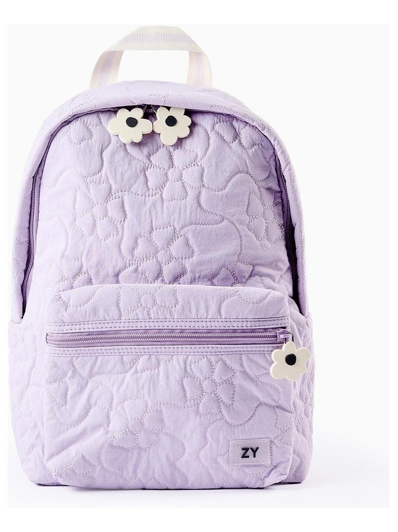 Sac à dos matelassé, floral DAISY Mauve - Kiabi