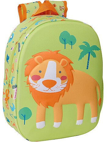 Sac à dos maternelle 3D lion et savane CMP imprimé relief 33 x 27 x 10 cm