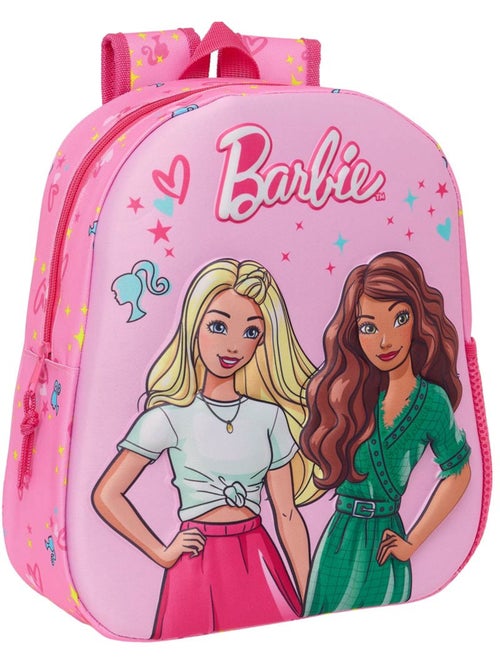 Sac à dos maternelle Barbie face 3D moulée polyester 33 cm bretelles rembourrées - Kiabi