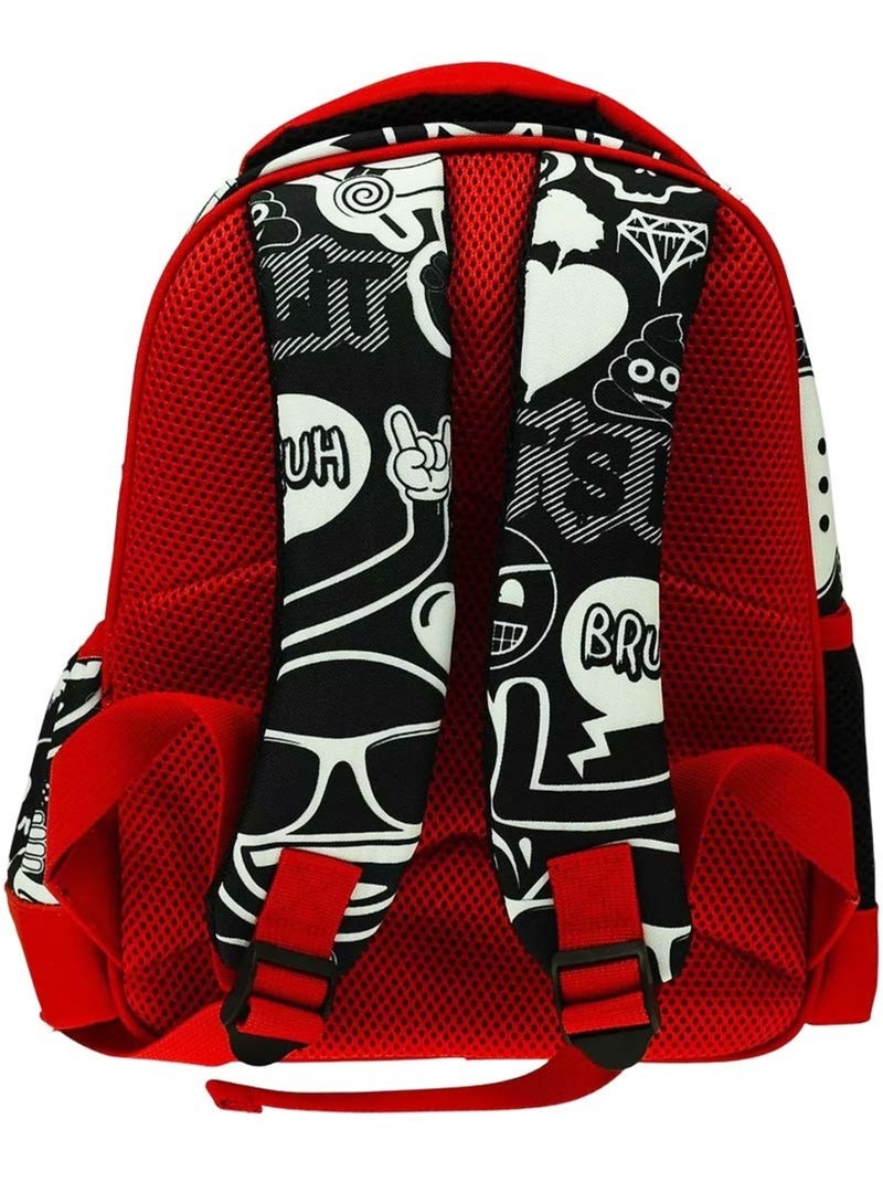 Sac à dos maternelle Emoji avec dos rembourré 30 CM Blanc Rouge Noir - Kiabi