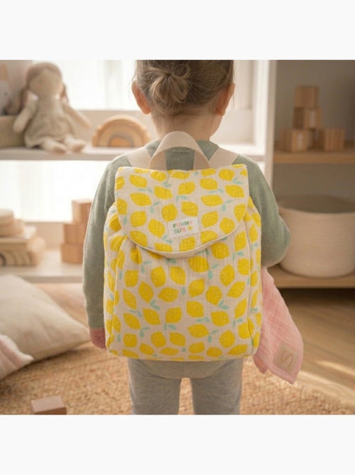 Sac à dos maternelle en coton imprimé citron - SAUTHON - Kiabi