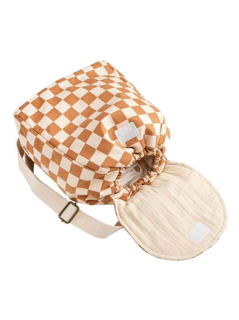 Sac à dos maternelle en coton imprimé damier - SAUTHON Marron caramel - Kiabi