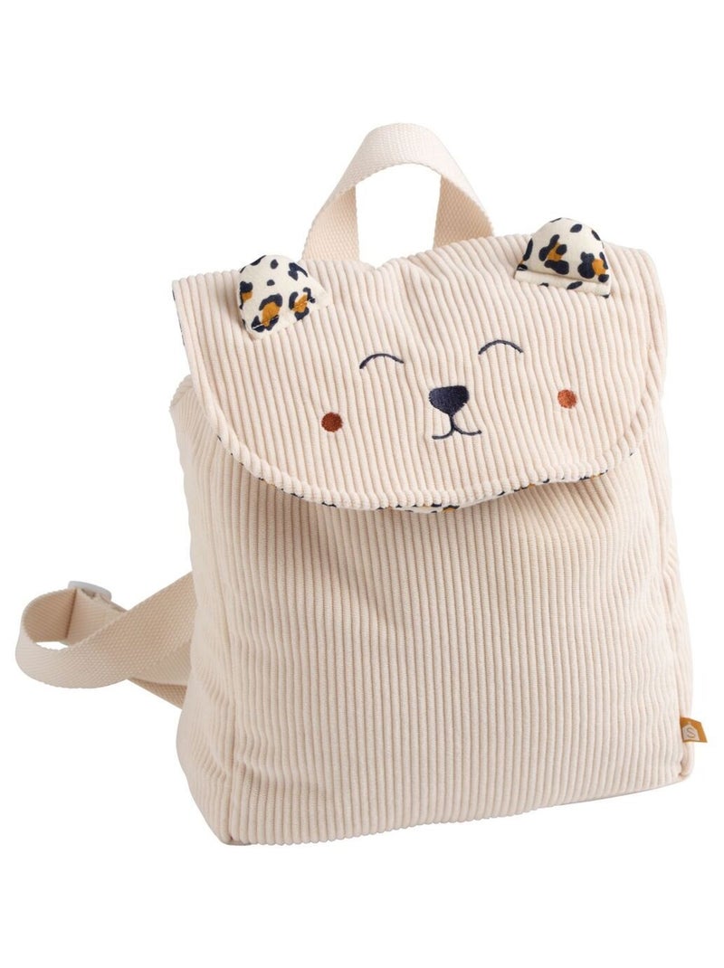 Sac à dos maternelle en velours côtelé avec oreilles - SAUTHON Ecru - Kiabi