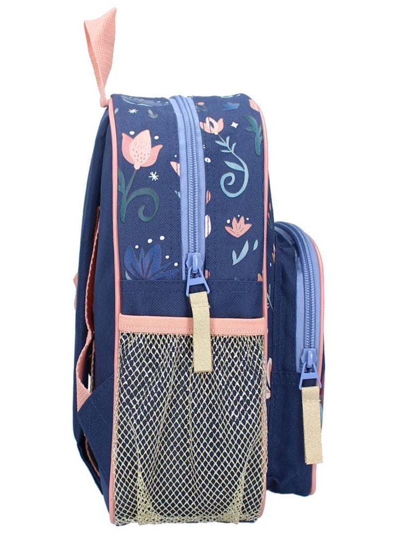 Sac à dos maternelle imprimé Elsa et Anna La reine des neiges Bleu marine/Orange fluo - Kiabi