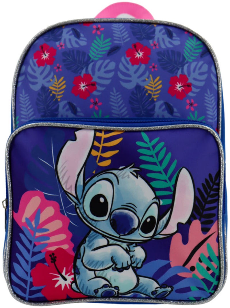 Sac à dos maternelle Lilo et Stitch imprimé feuilles 32 cm Bleu Rose foncé Gris - Kiabi