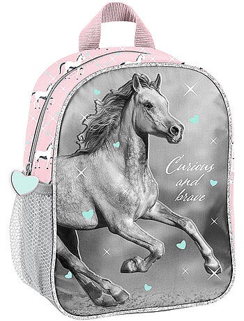 Sac à dos maternelle Paso toile effet canvas motif cheval 3D