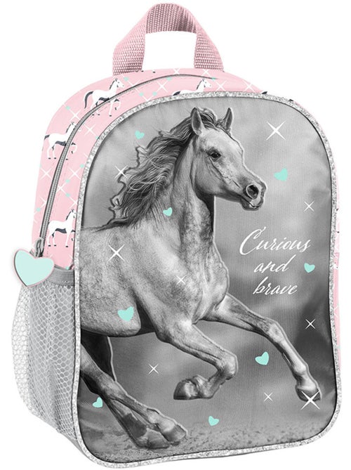 Sac à dos maternelle Paso toile effet canvas motif cheval 3D - Kiabi