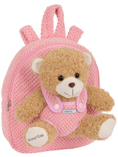 Sac à dos maternelle peluche avec ourson amovible SAFTA - Kiabi