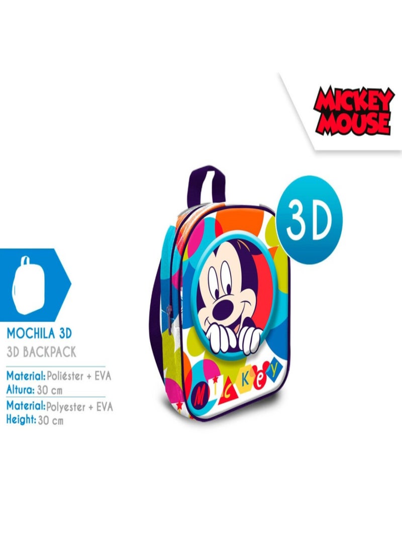 Sac à Dos Mickey motif 3D - Hauteur 30 cm Multicolore - Kiabi