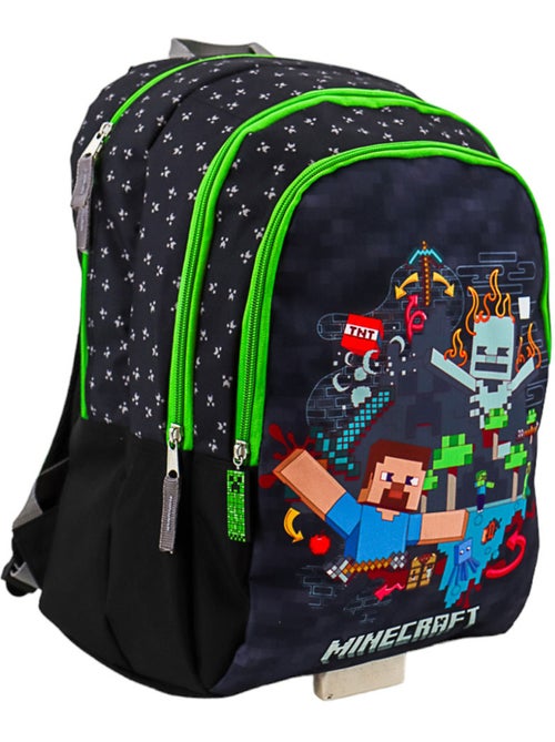 Sac à dos Minecraft TNT pixel art polyester 2 compartiments - Kiabi