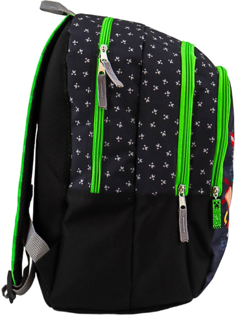 Sac à dos Minecraft TNT pixel art polyester 2 compartiments Noir Doré - Kiabi