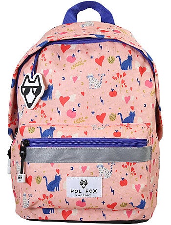 Sac à dos mini fille maternelle POL FOX Dream rose motif chat et cœur
